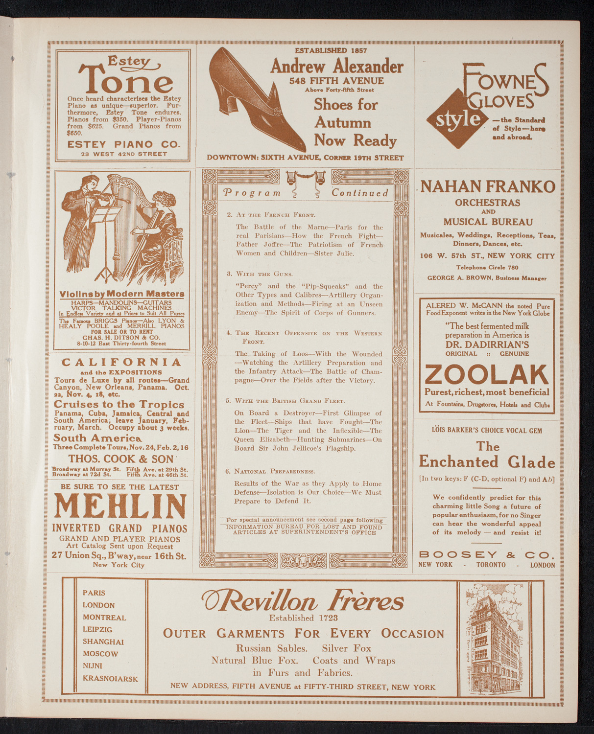 Lecture by Frederick Palmer, November 23, 1915, program page 7