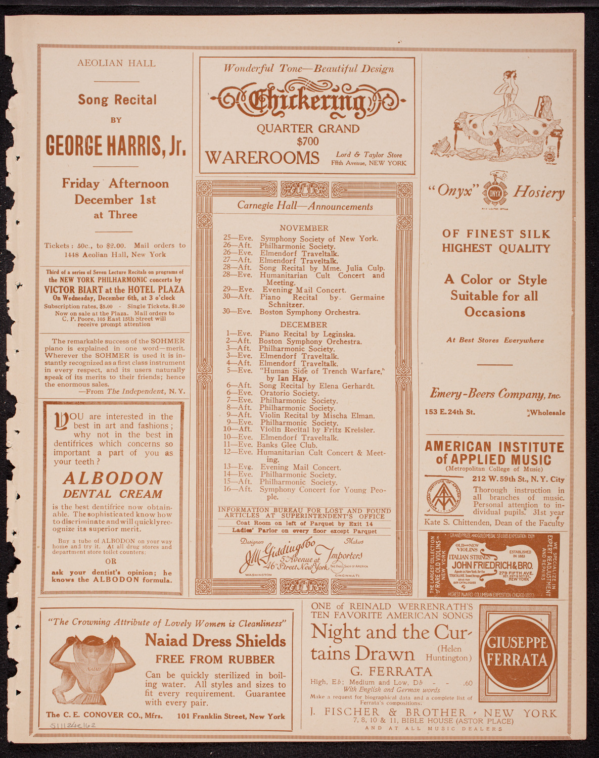 Lecture by Frederick Palmer, November 24, 1916, program page 3