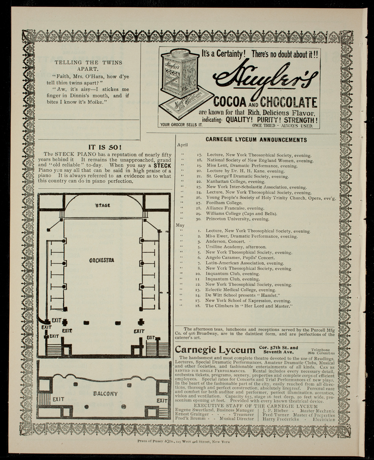 Cercle Francais of the College of the City of New York, April 16, 1904, program page 4