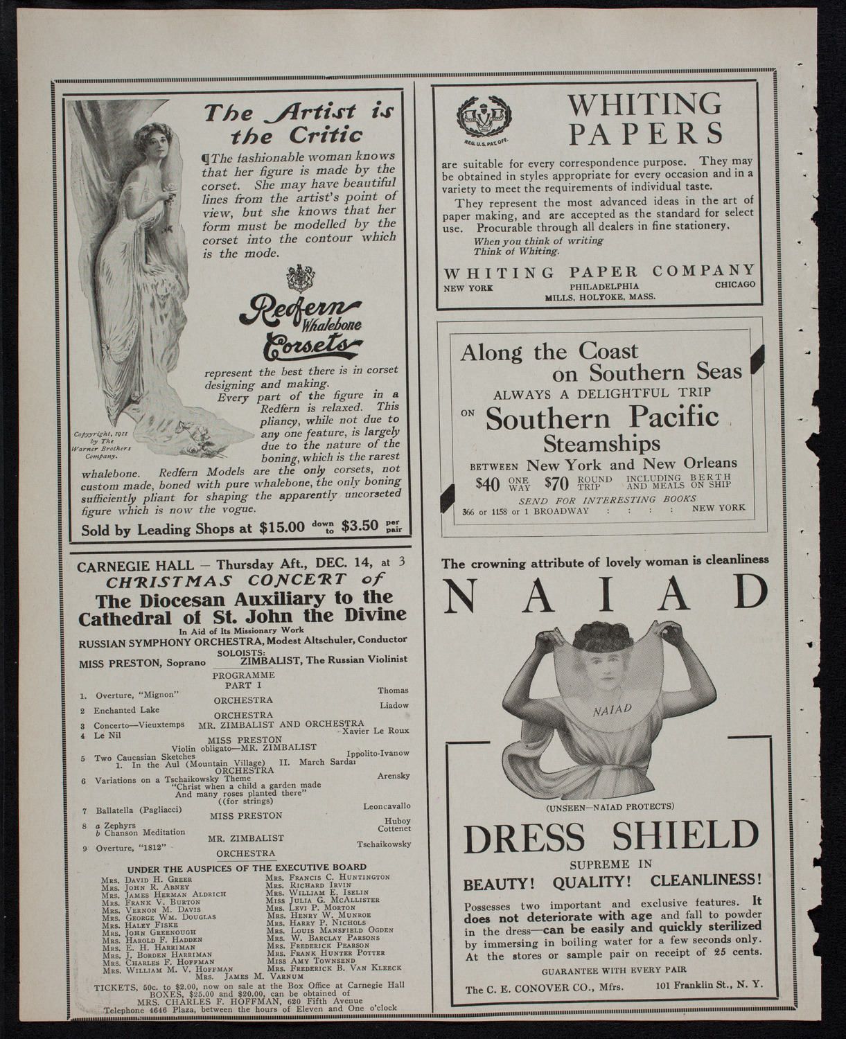 New York Philharmonic, December 10, 1911, program page 2