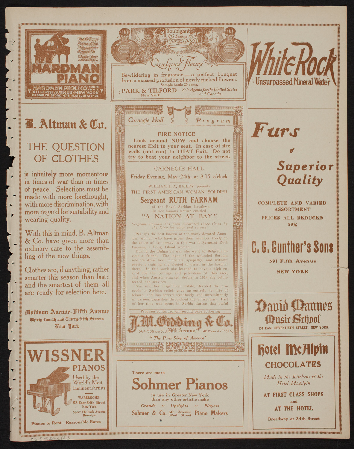 Lecture by Sergeant Ruth Farnam, May 24, 1918, program page 5