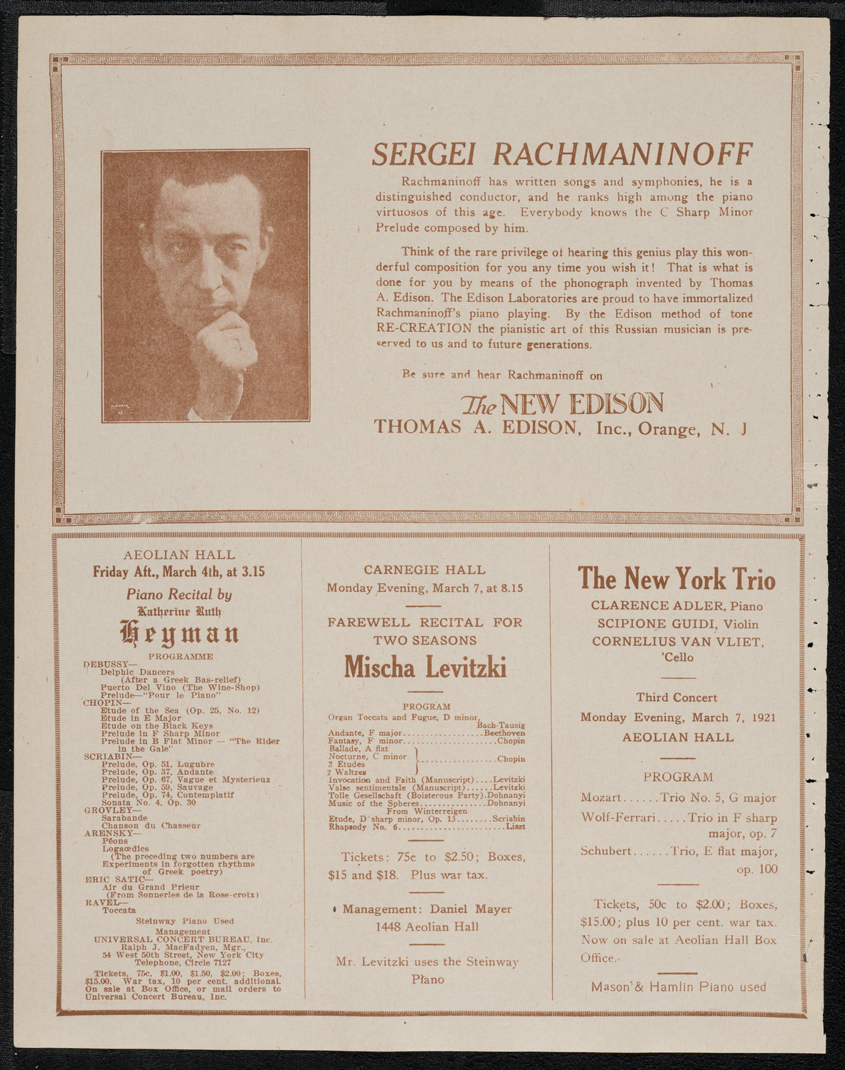 New York Philharmonic, February 25, 1921, program page 2