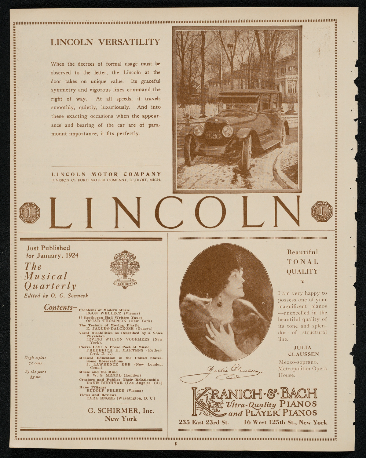 New York Philharmonic, February 7, 1924, program page 6
