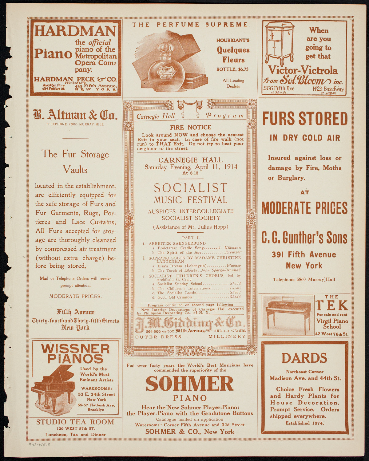 Socialist Music Festival, April 11, 1914, program page 5