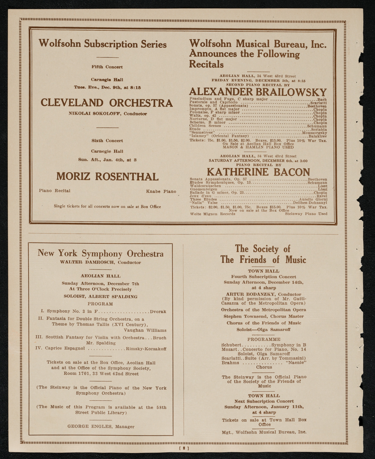 New York Philharmonic, December 5, 1924, program page 8