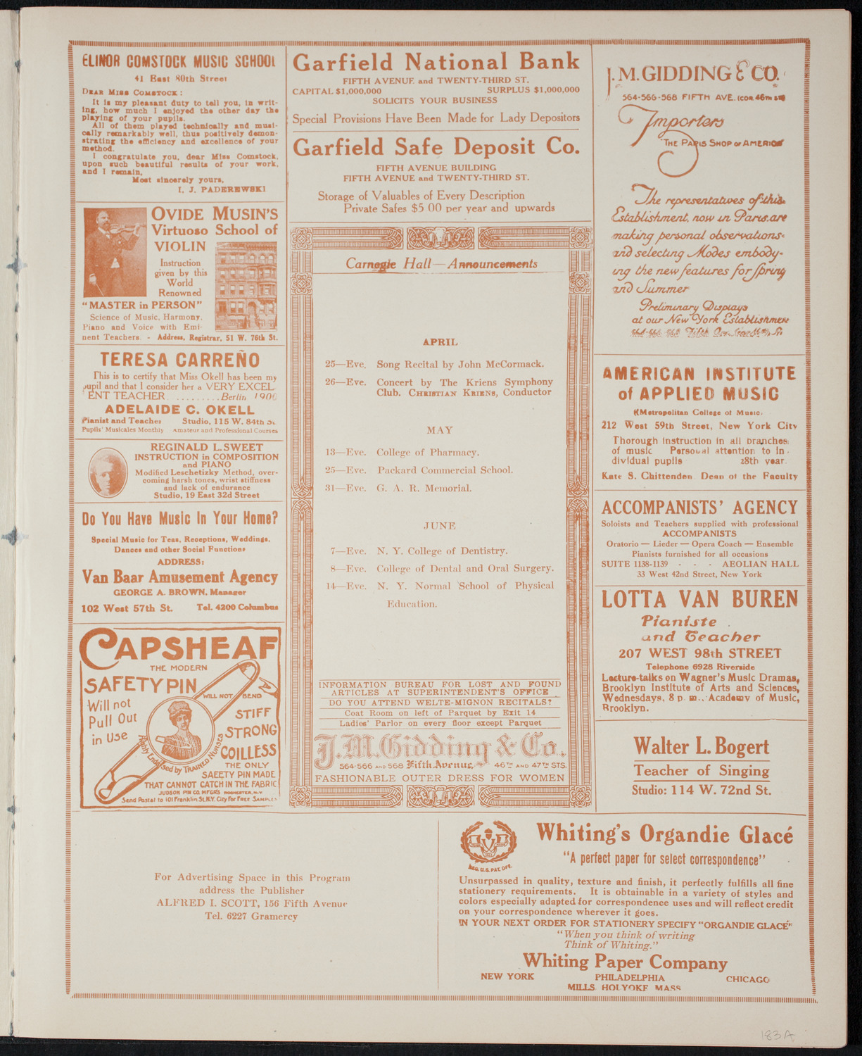 Benefit: St. Andrew's One-Cent Coffee Stands, April 22, 1915, program page 3