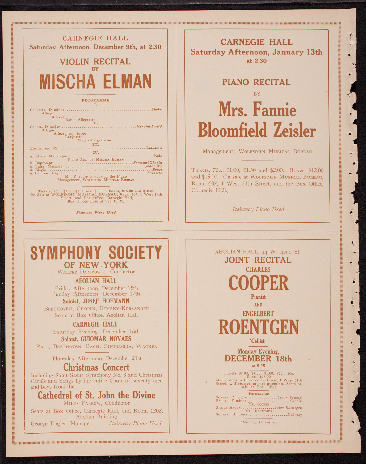 New York Philharmonic, December 8, 1916, program page 8