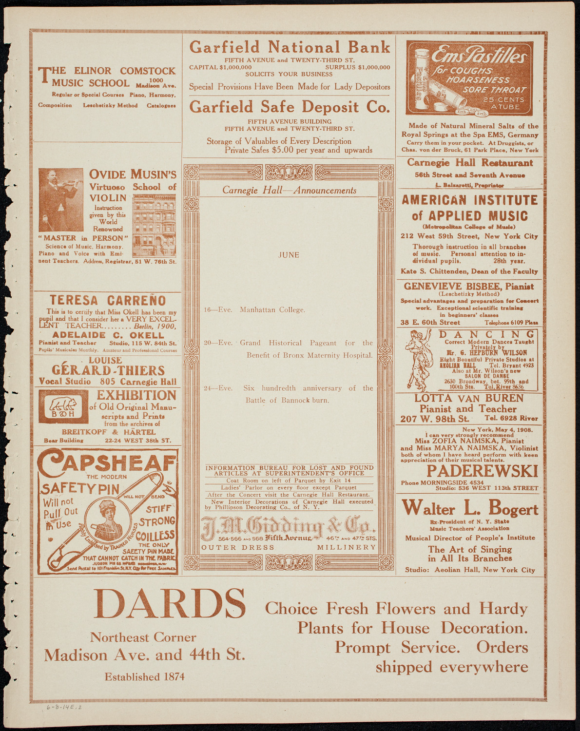 Graduation: New York College of Dentistry, June 8, 1914, program page 3