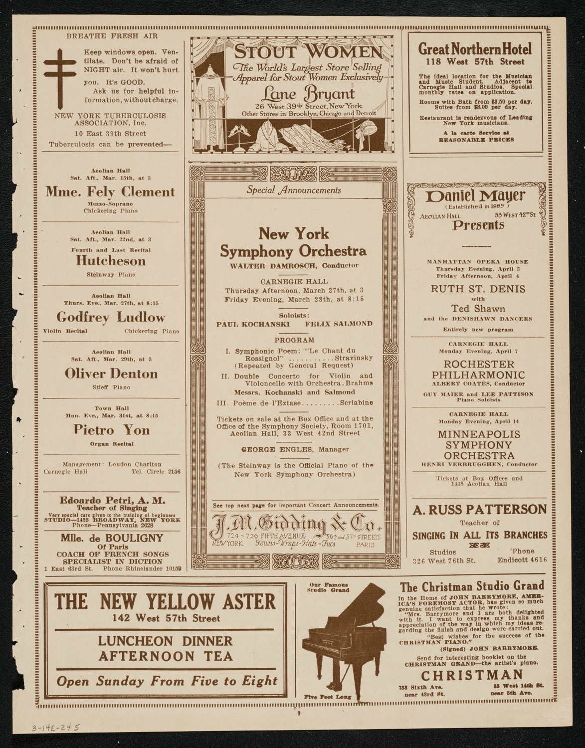 Michel Hoffman, Violin, March 14, 1924, program page 9