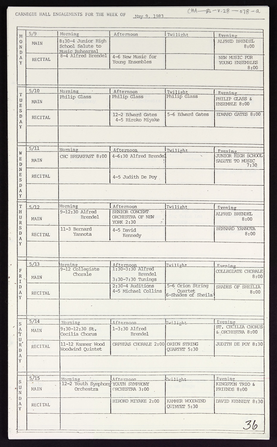 Carnegie Hall Booking Ledger, volume 28, page 78a