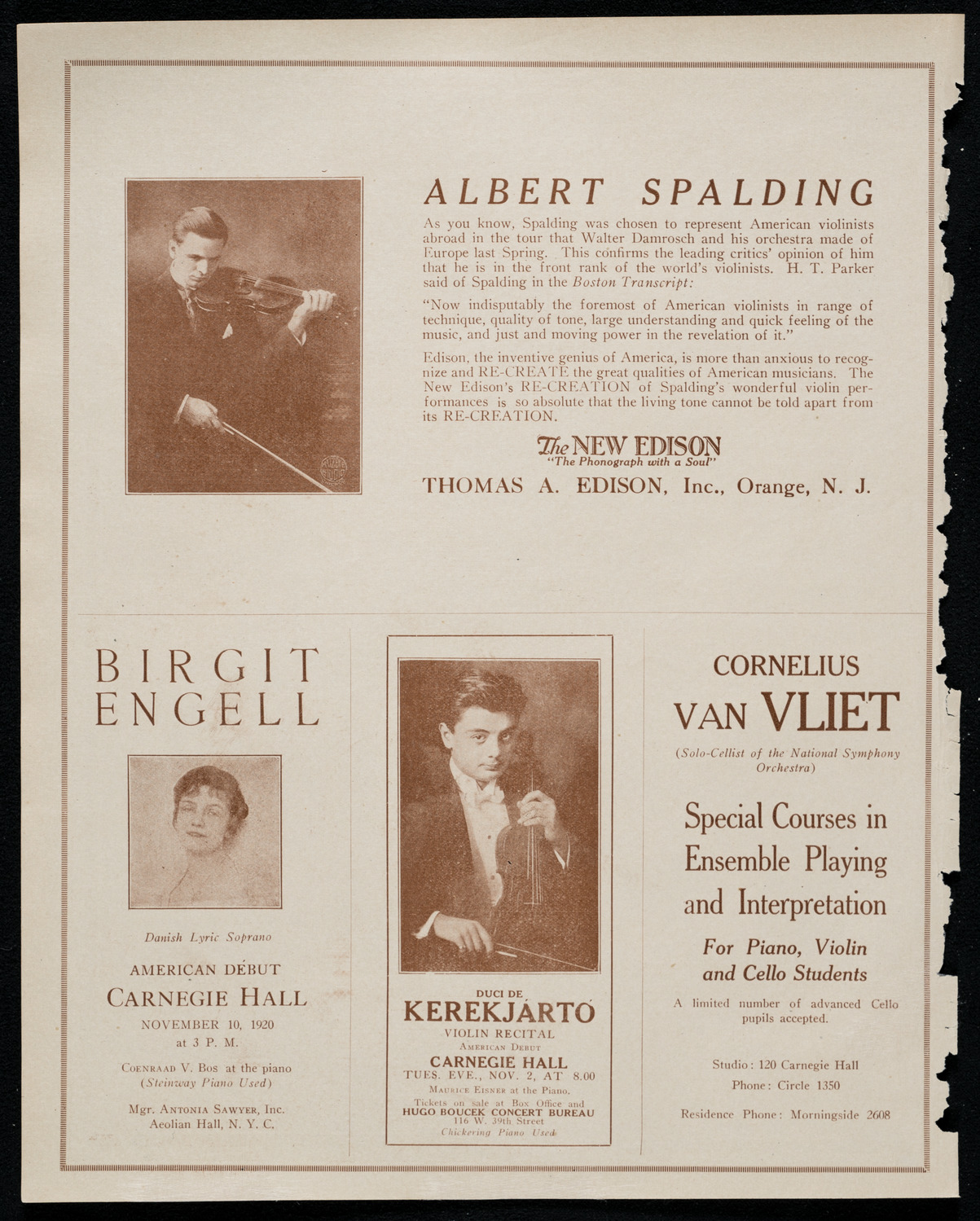 National Symphony Orchestra, October 19, 1920, program page 2