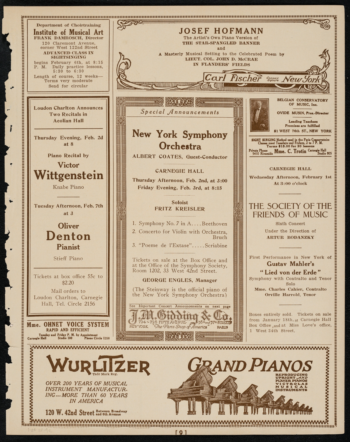 Chalif Dancers, January 28, 1922, program page 9