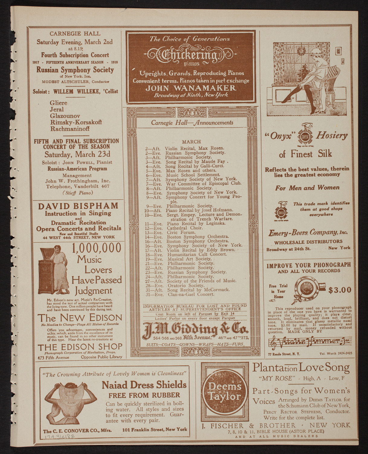 Meeting: Girls' Patriotic Service League, March 1, 1918, program page 3