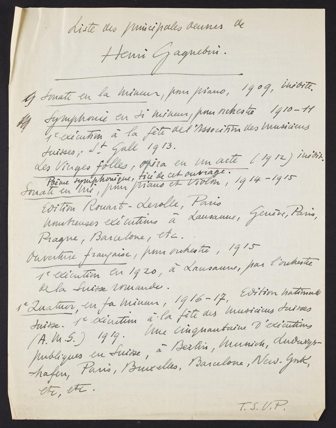 Correspondence from Henri Gagnebin to David Ewen, page 6 of 8