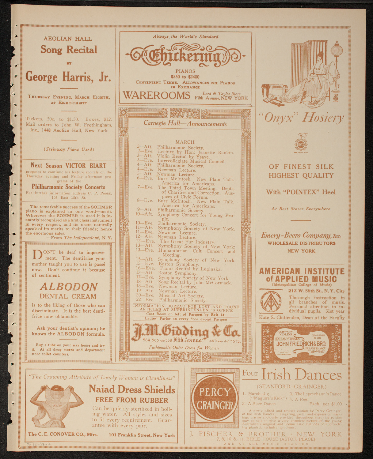 New York Philharmonic, March 1, 1917, program page 3