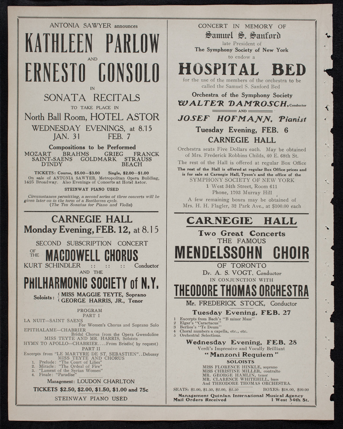 Russian Symphony Society of New York, January 27, 1912, program page 10