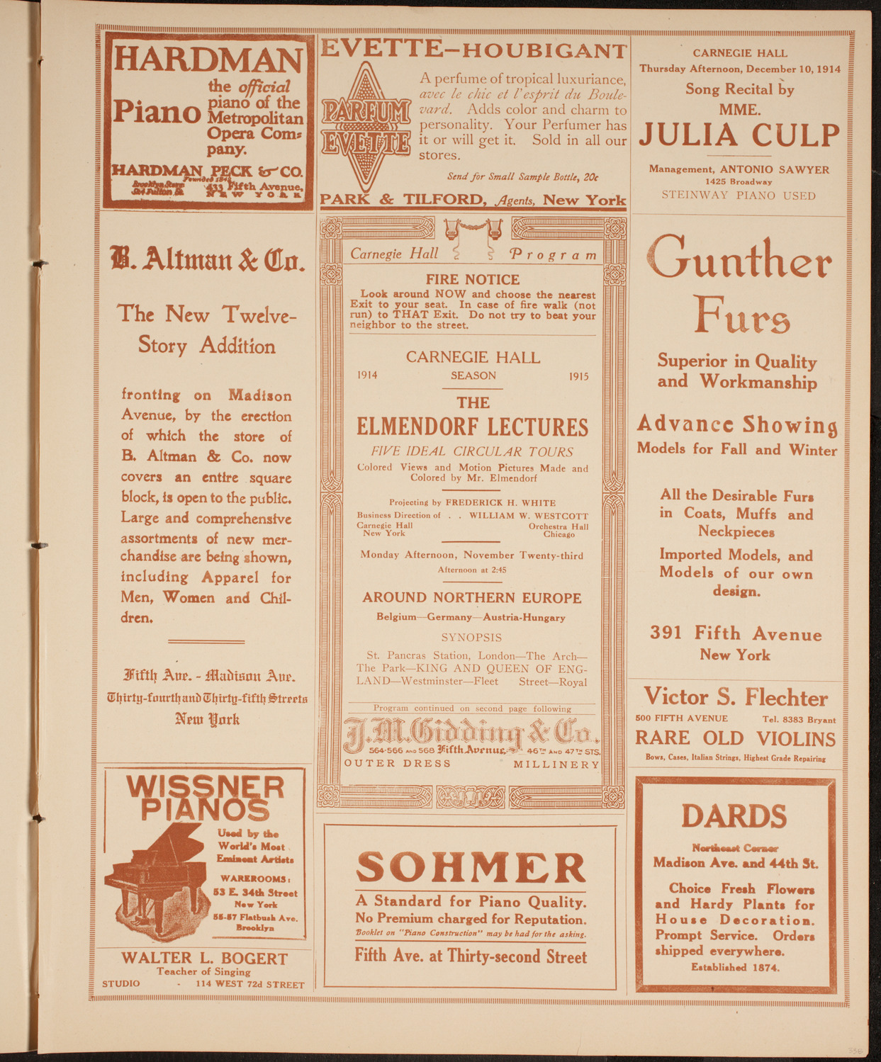 Elmendorf Lecture: Around Northern Europe, November 23, 1914, program page 5