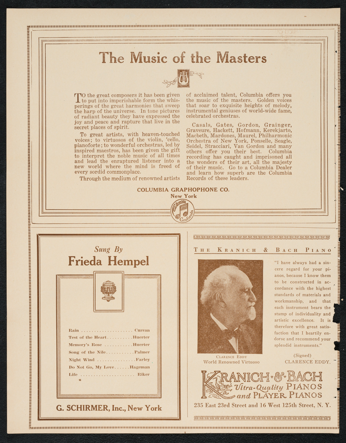 Frieda Hempel, Soprano, November 28, 1922, program page 6