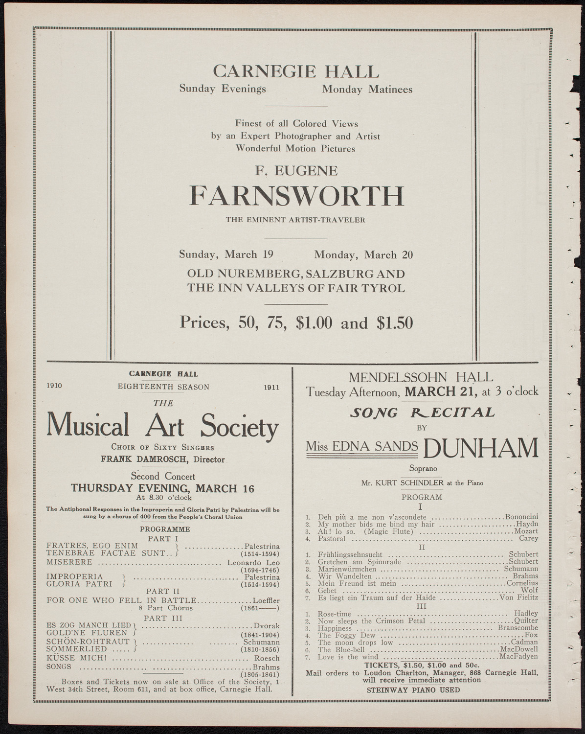 Farnsworth's Travel Talks, March 13, 1911, program page 10