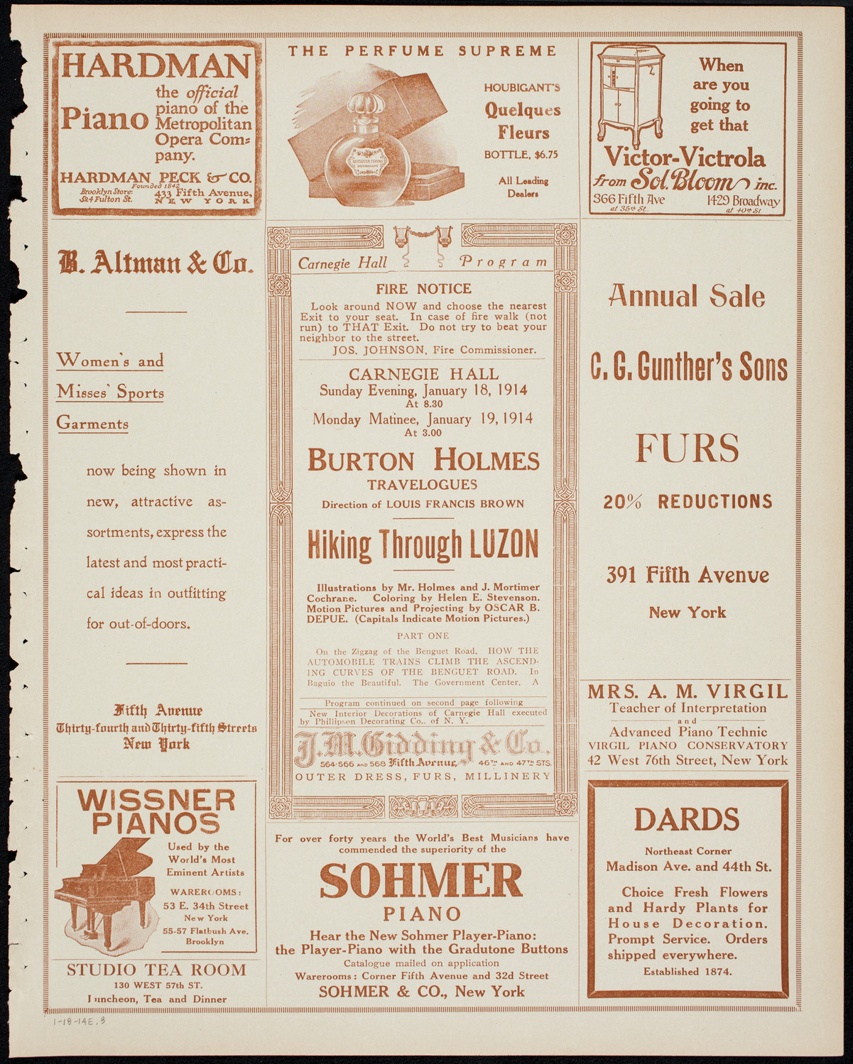 Burton Holmes Travelogue: Hiking Through Luzon, January 18, 1914, program page 5