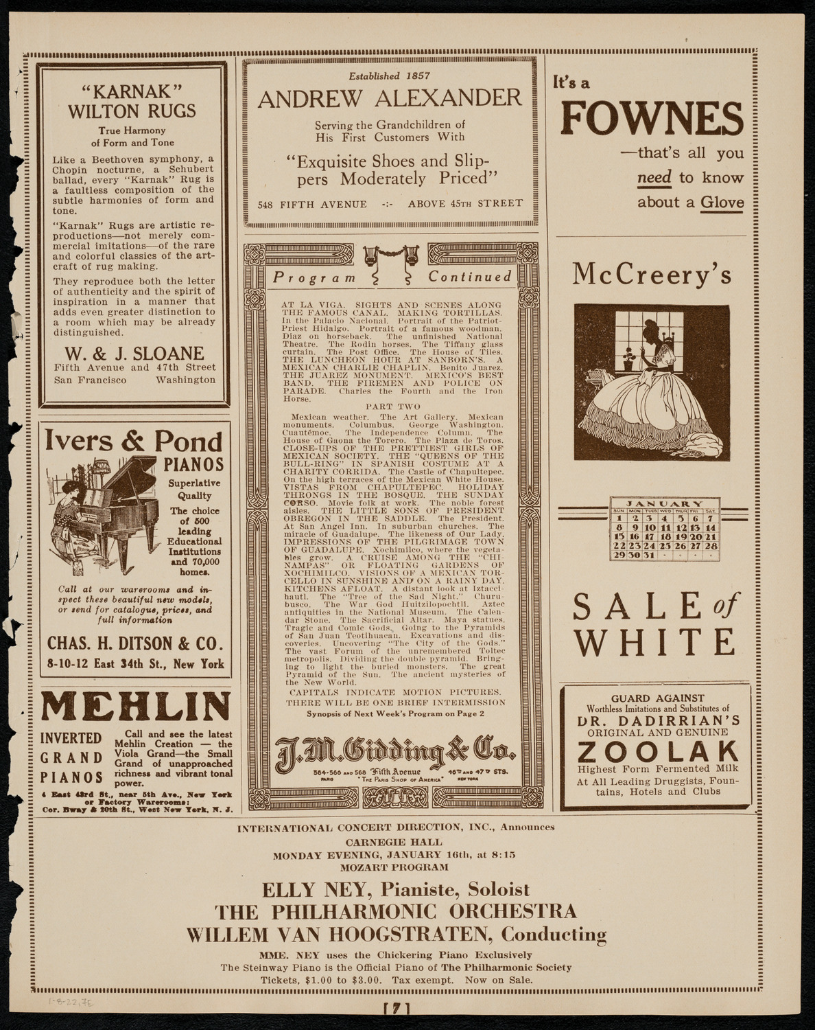 Burton Holmes Travelogue: Mexico, January 8, 1922, program page 7