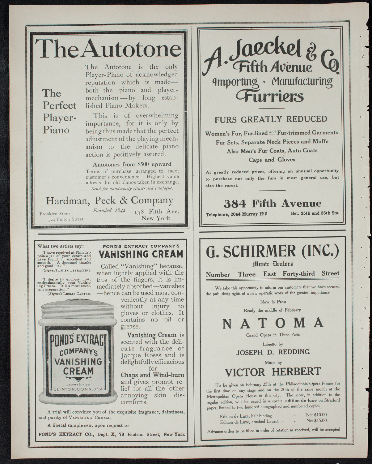 New York Philharmonic, January 27, 1911, program page 8