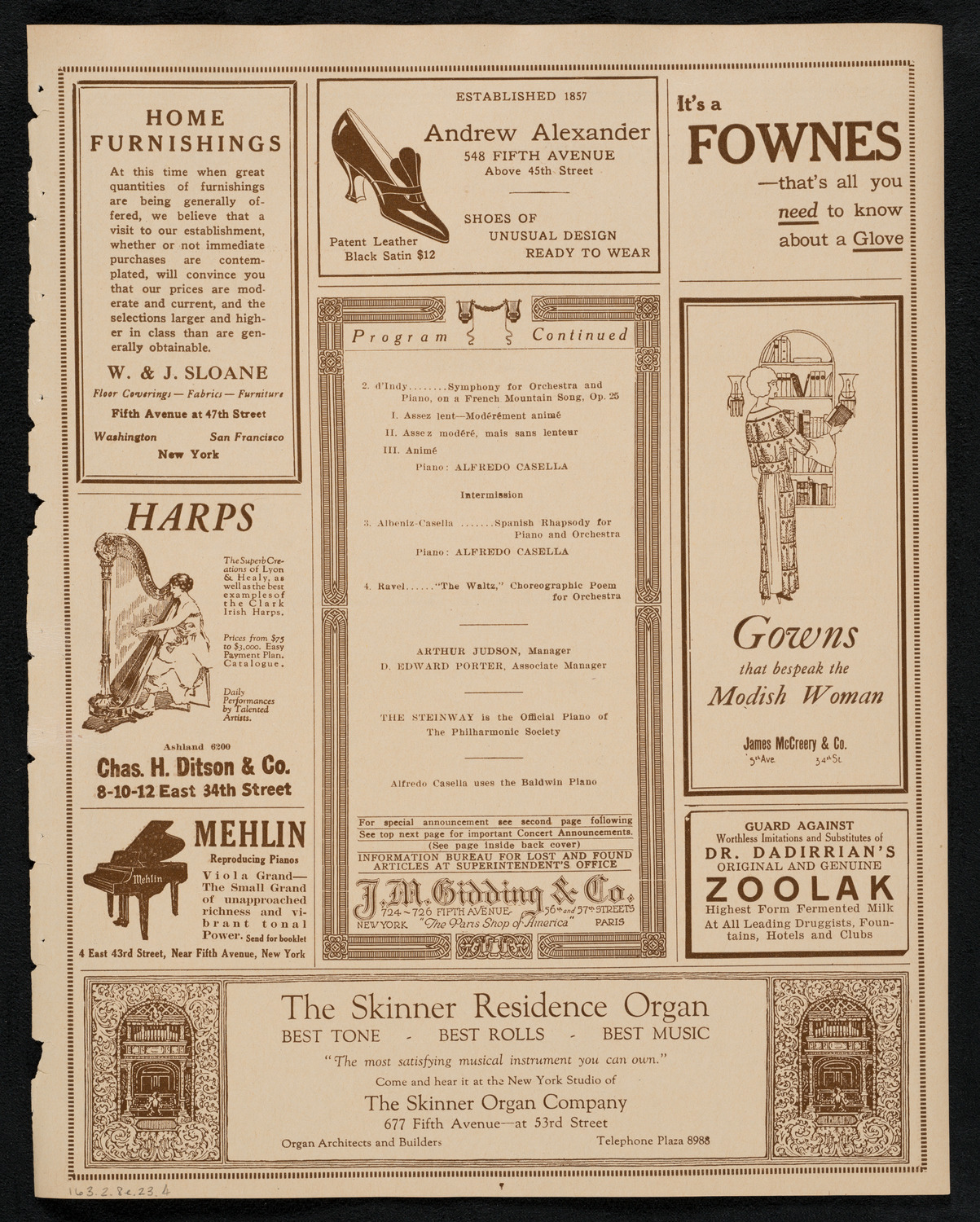New York Philharmonic, February 8, 1923, program page 7