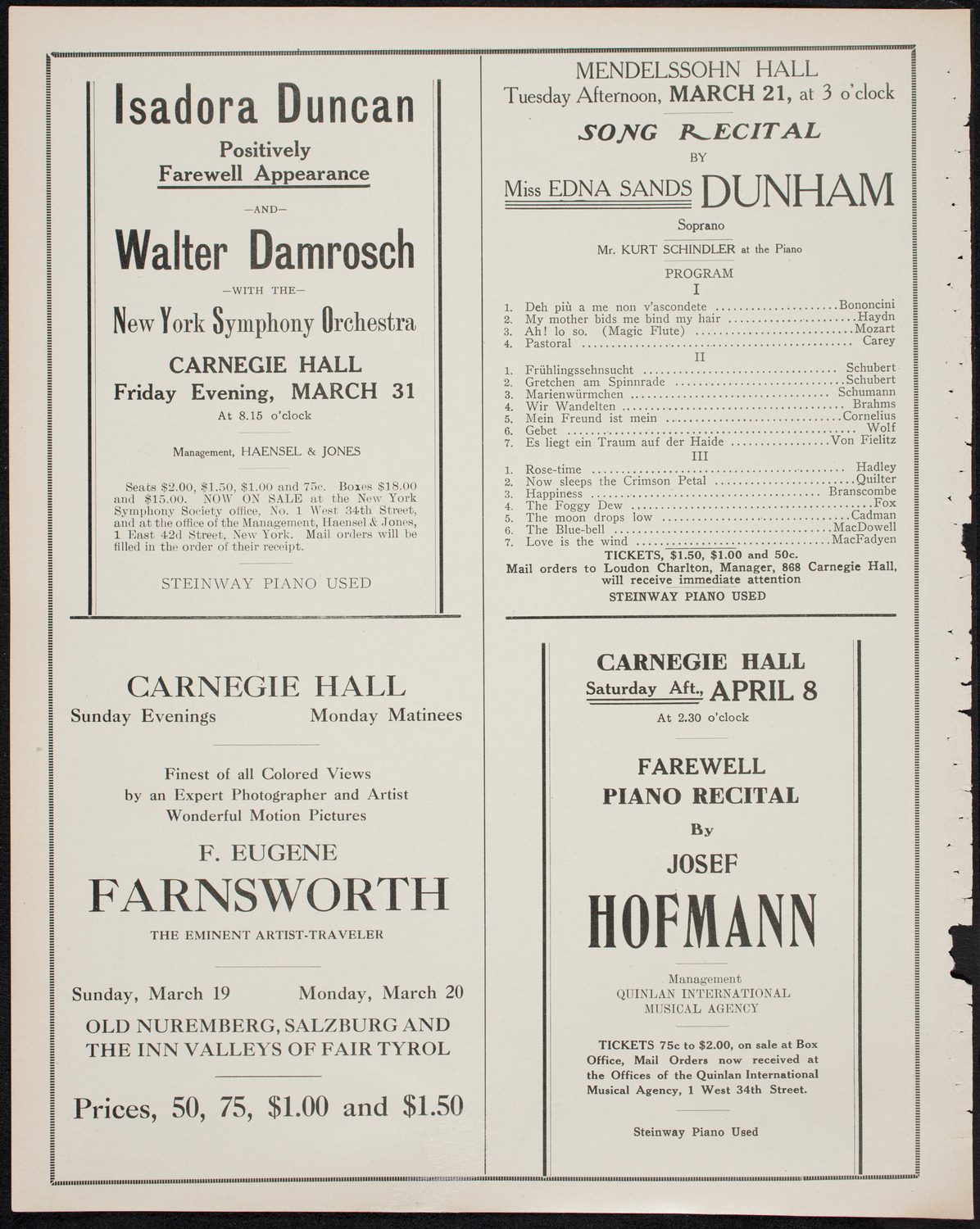 Musical Art Society of New York, March 16, 1911, program page 10