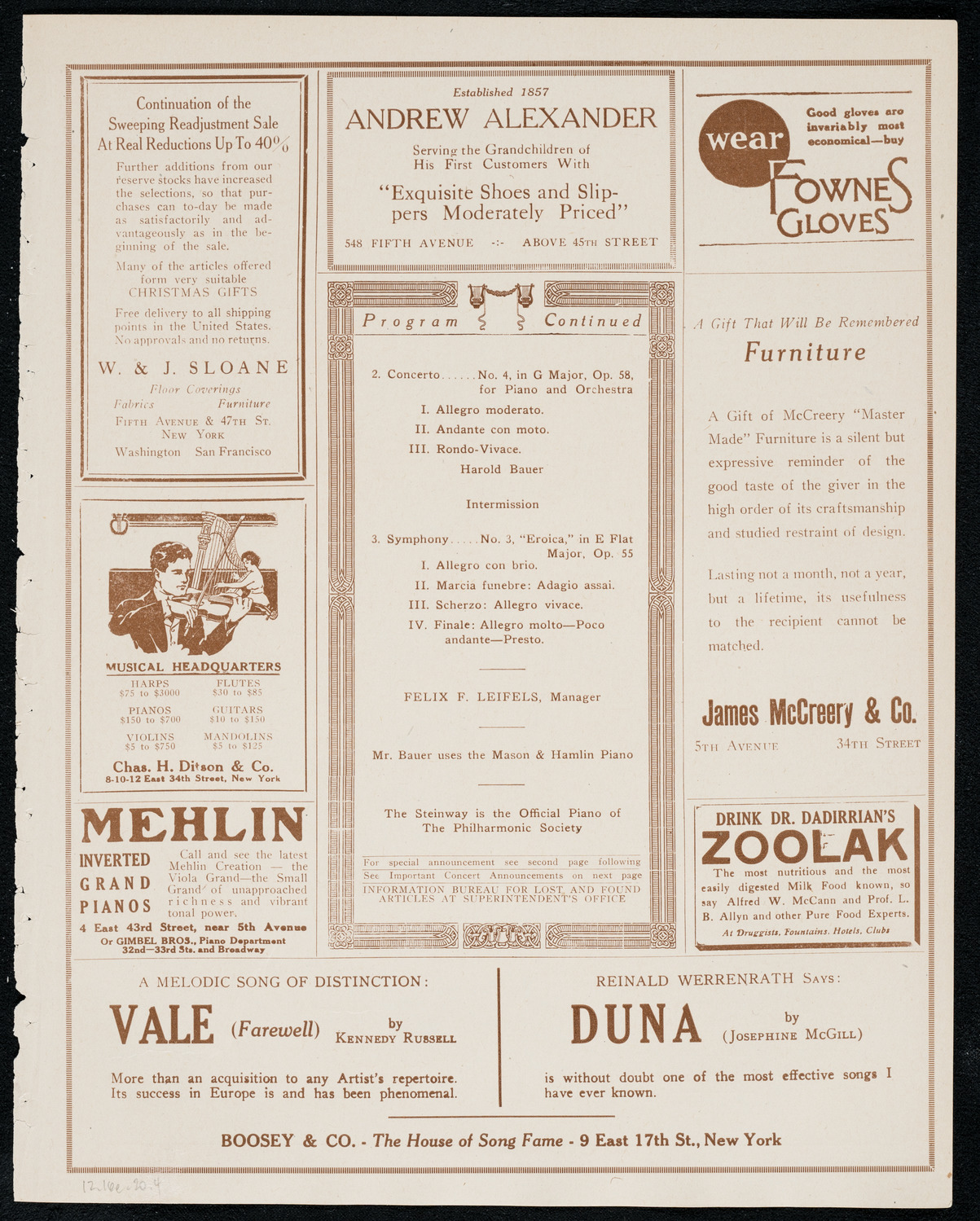 New York Philharmonic: Beethoven Festival, December 16, 1920, program page 7