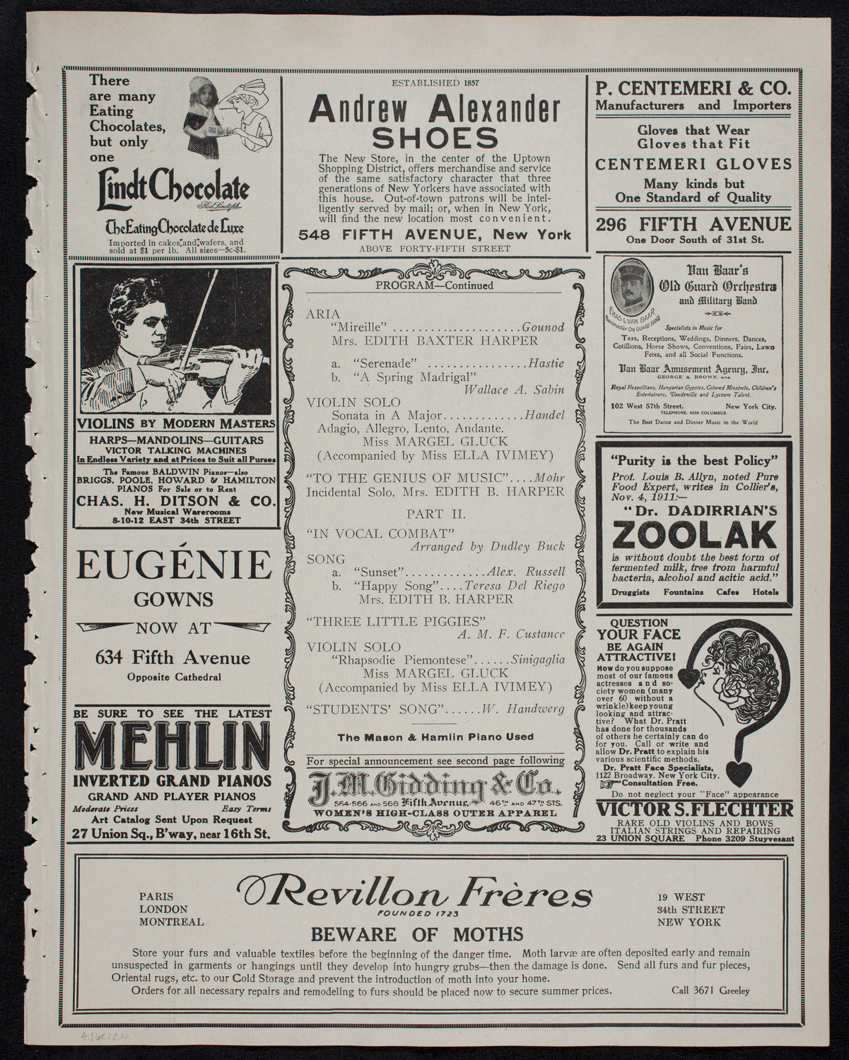 New York Banks' Glee Club, April 16, 1912, program page 7