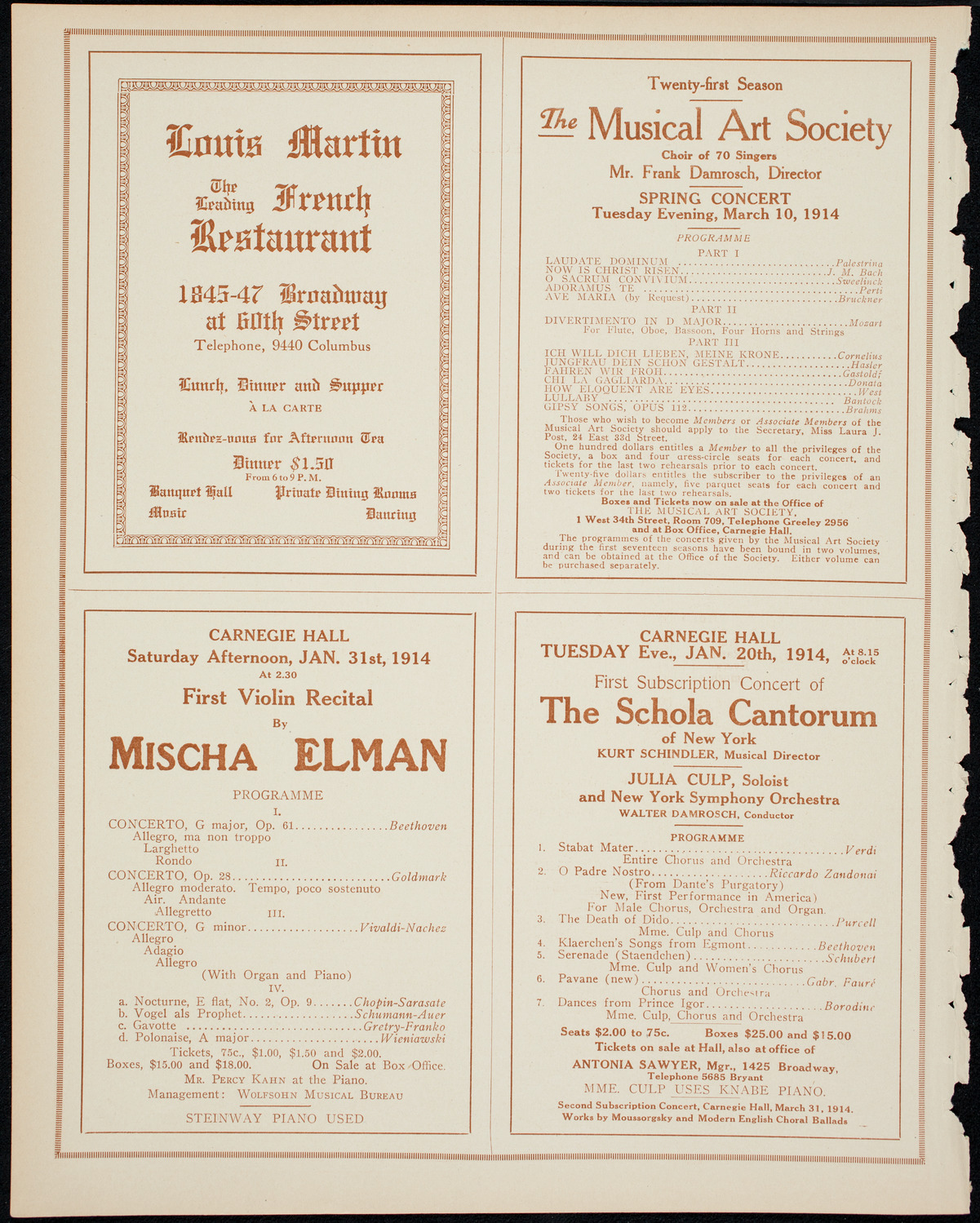 Alice Nielsen and Jean Gerardy, January 18, 1914, program page 8