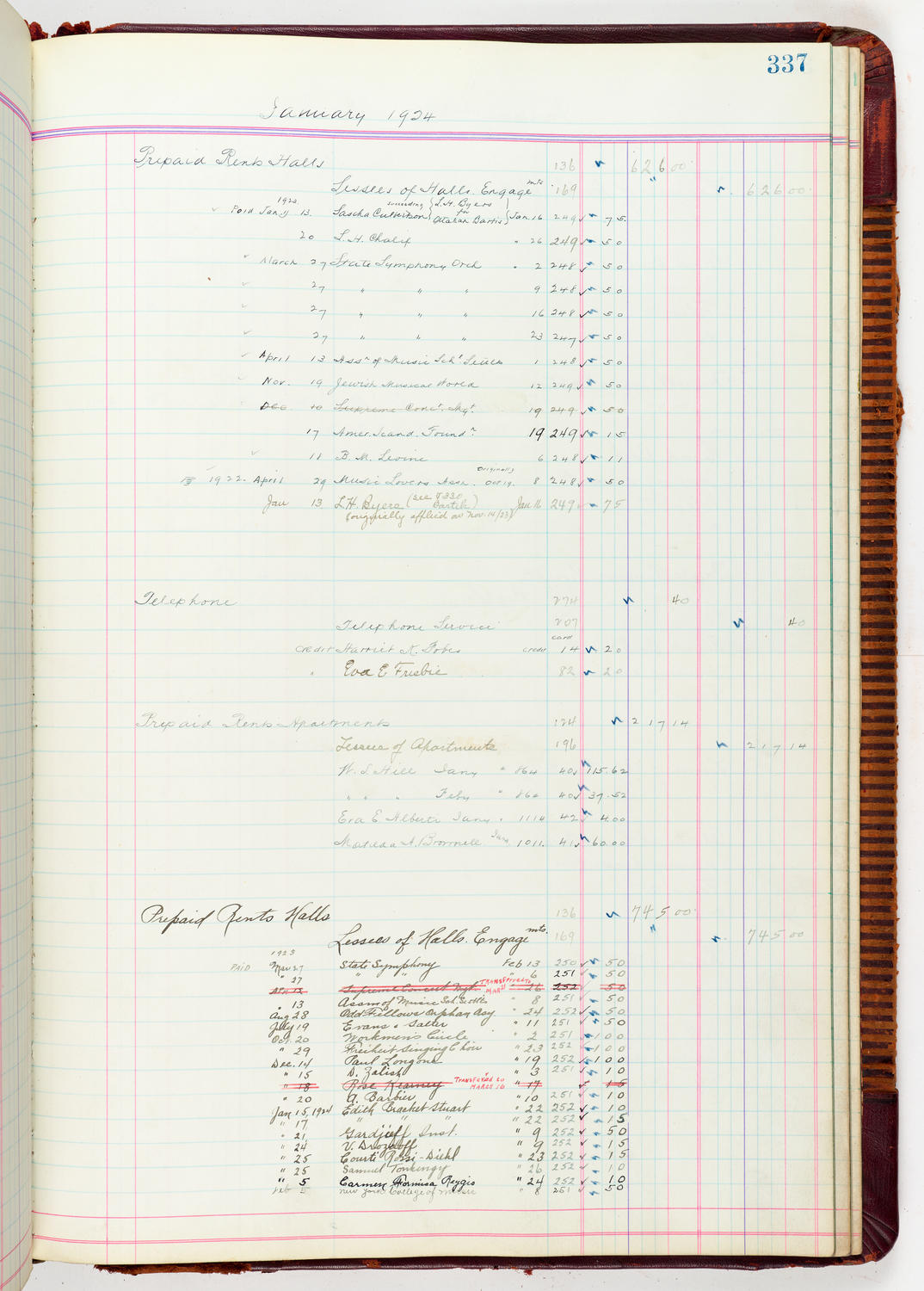 Music Hall Accounting Ledger, volume 5, page 337