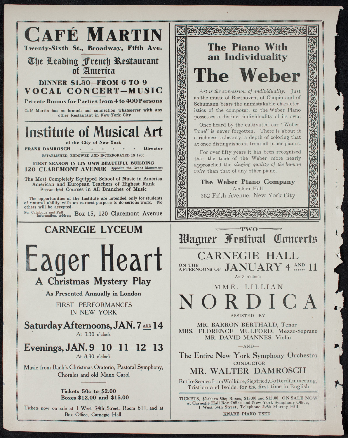 Ben Greet Players with New York Symphony Orchestra, January 2, 1911, program page 6