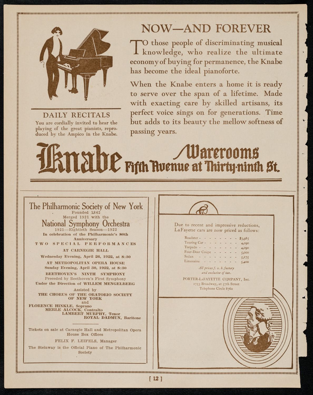Fritz Kreisler, Violin, April 23, 1922, program page 12