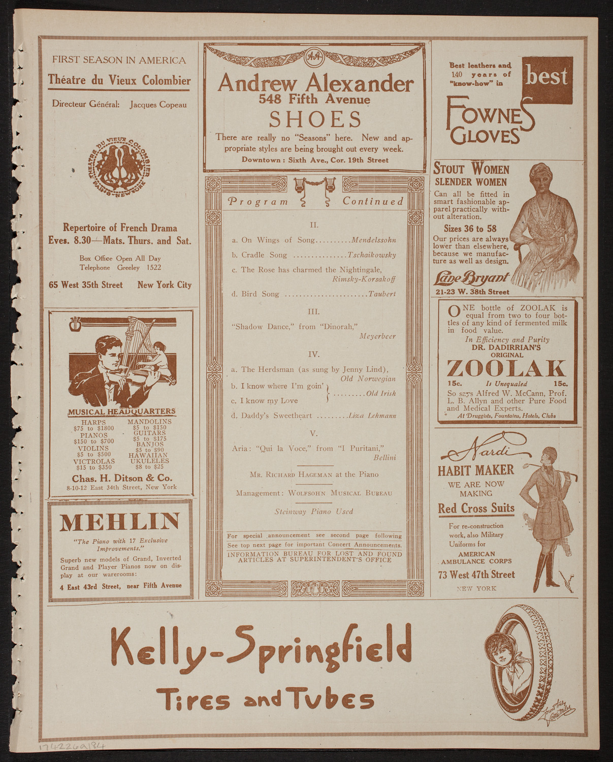 Frieda Hempel, Soprano, February 26, 1918, program page 7