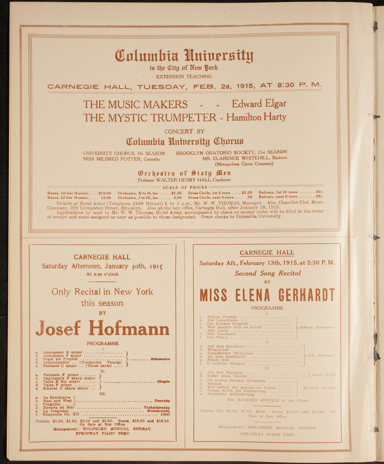 New York Philharmonic, January 27, 1915, program page 10