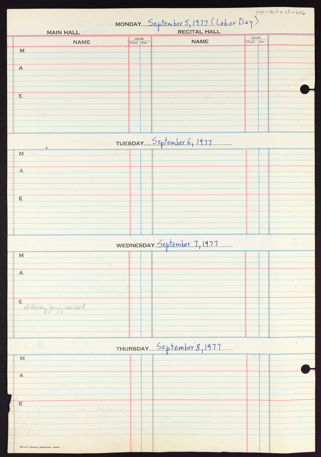 Carnegie Hall Booking Ledger, volume 23, page 6