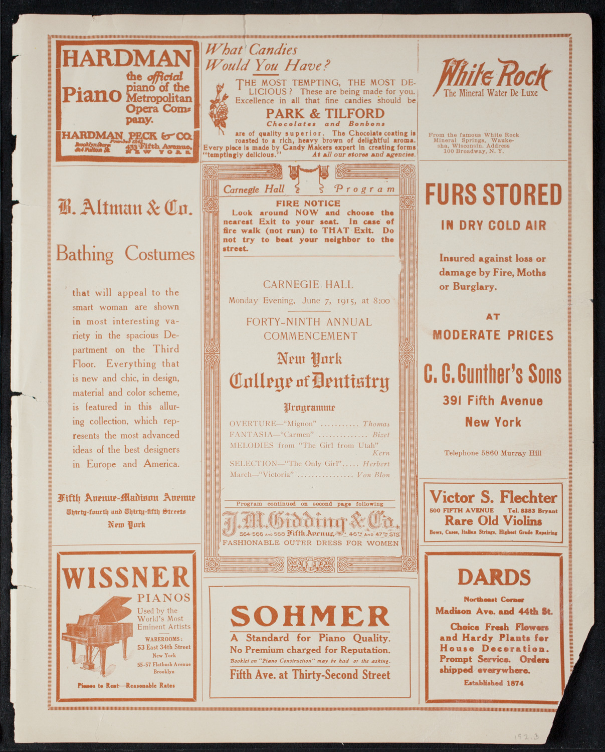 Graduation: New York College of Dentistry, June 7, 1915, program page 5