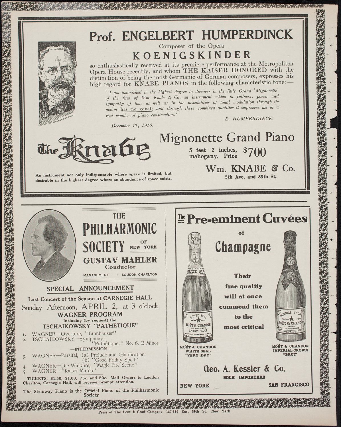 Boston Symphony Orchestra, March 23, 1911, program page 12