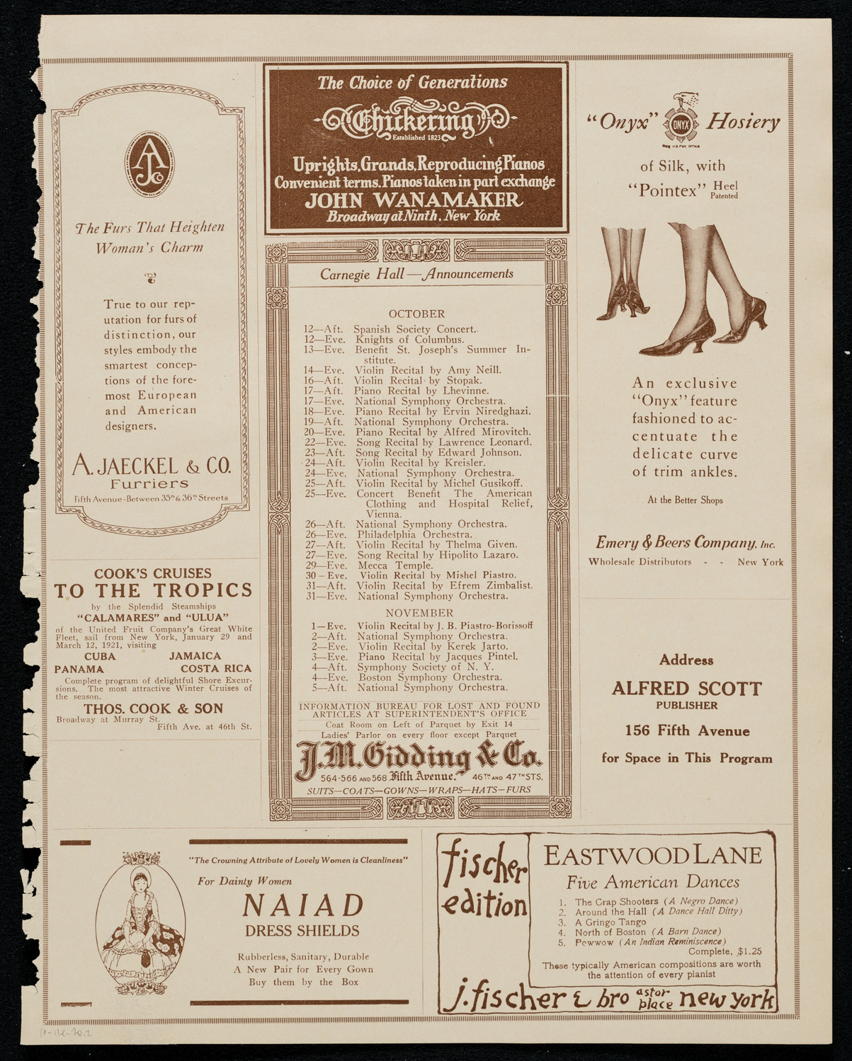 Leopold Godowsky, Piano, October 11, 1920, program page 3