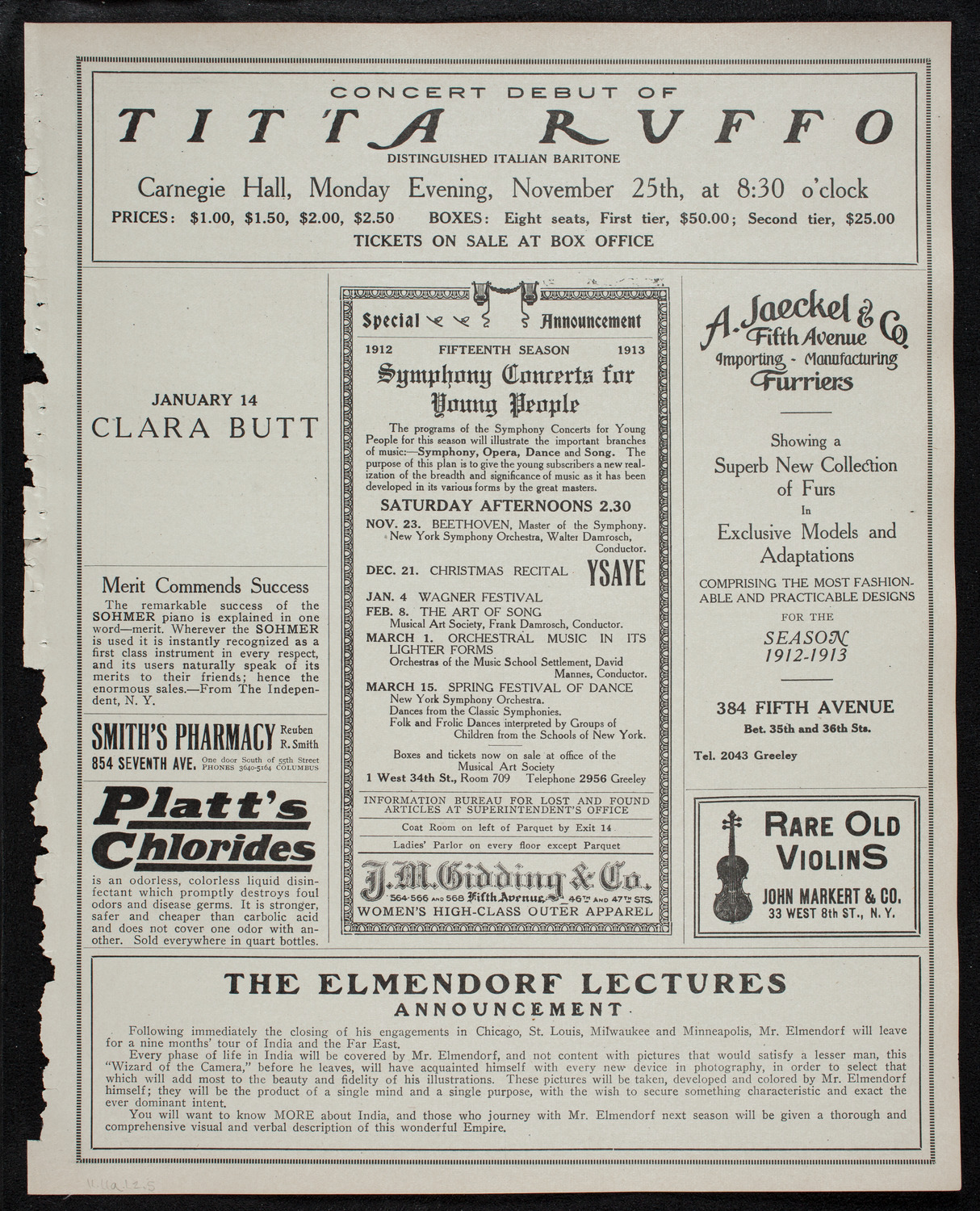 Elmendorf Lecture: Yellowstone Park, November 11, 1912, program page 9