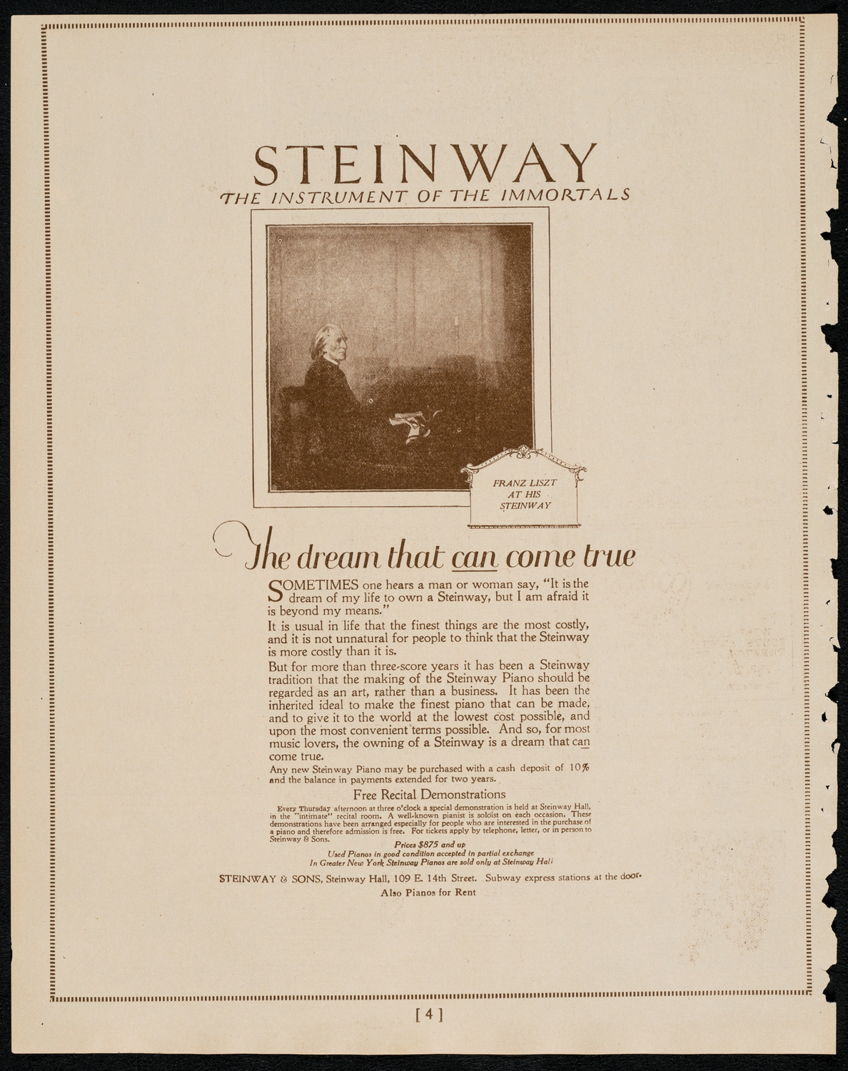 New York Symphony Orchestra, January 5, 1922, program page 4