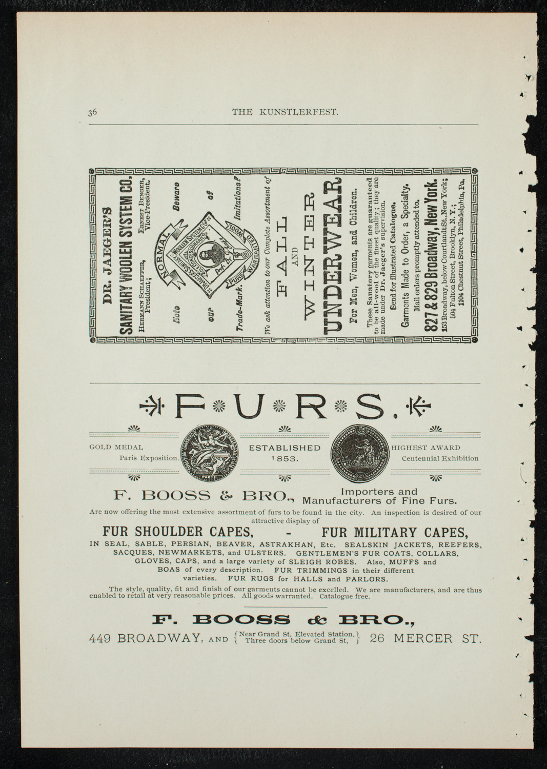 Künstlerfest, December 3, 1891, program page 38