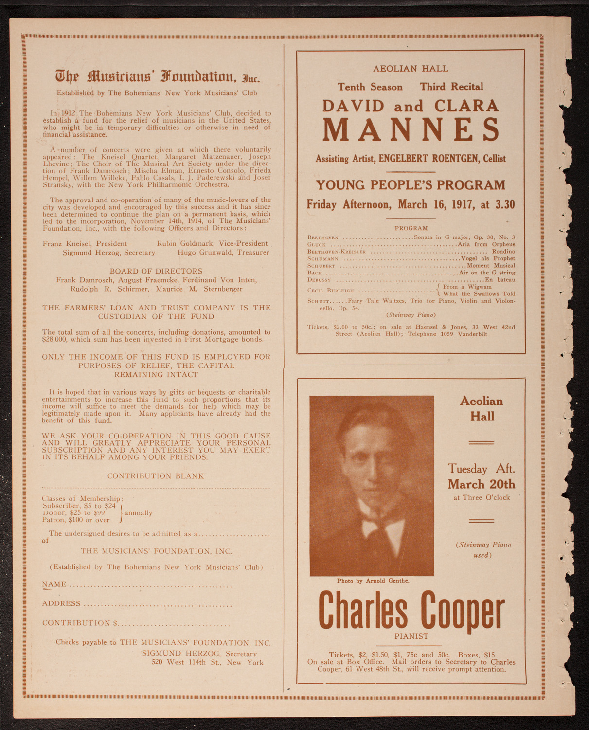 New York Philharmonic, March 10, 1917, program page 10