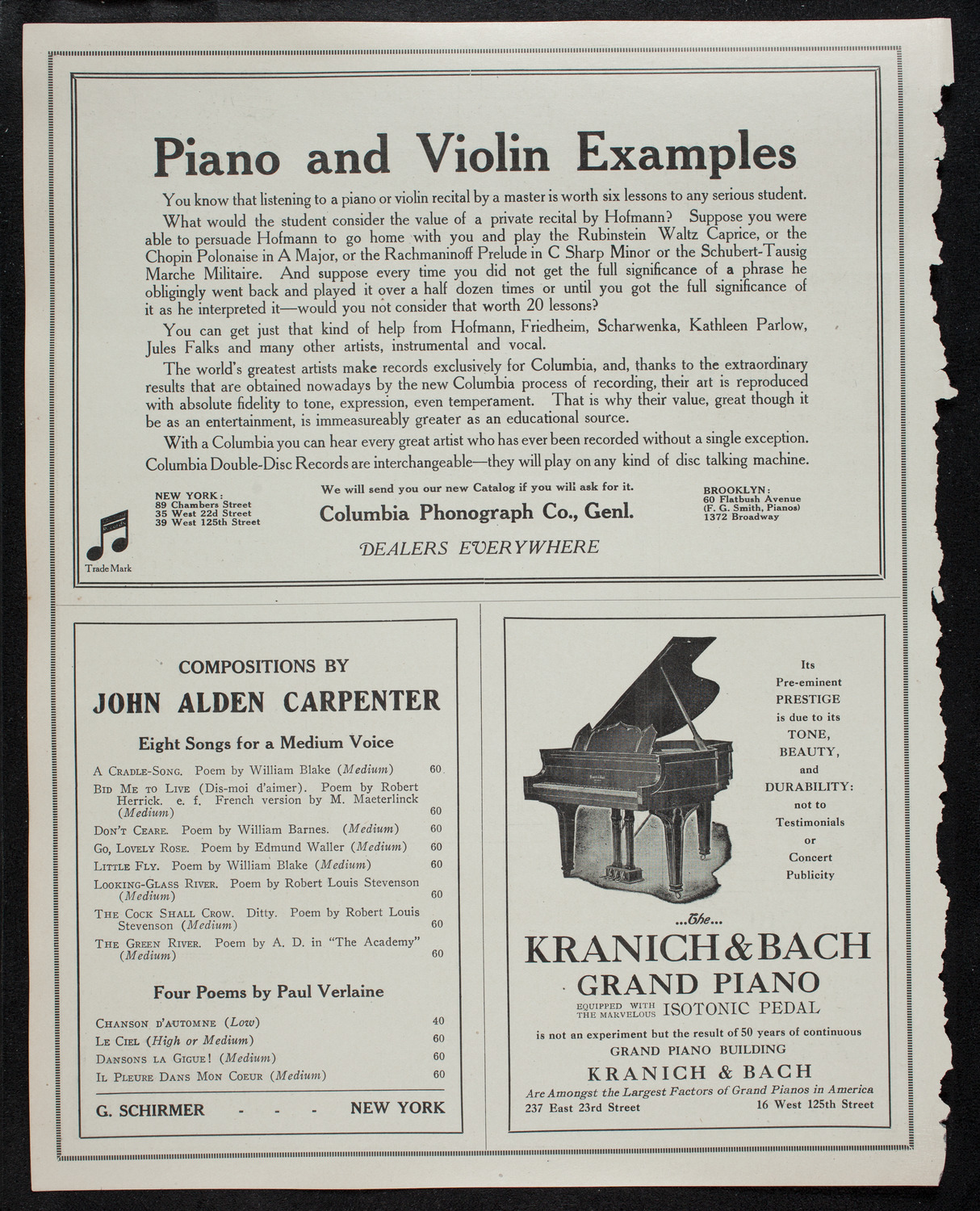Eugène Ysaÿe, Violin, November 19, 1912, program page 6
