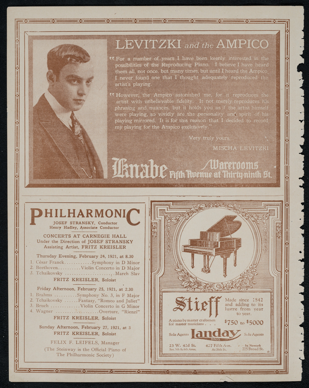 Carlo Sabatini, Violin, February 22, 1921, program page 12