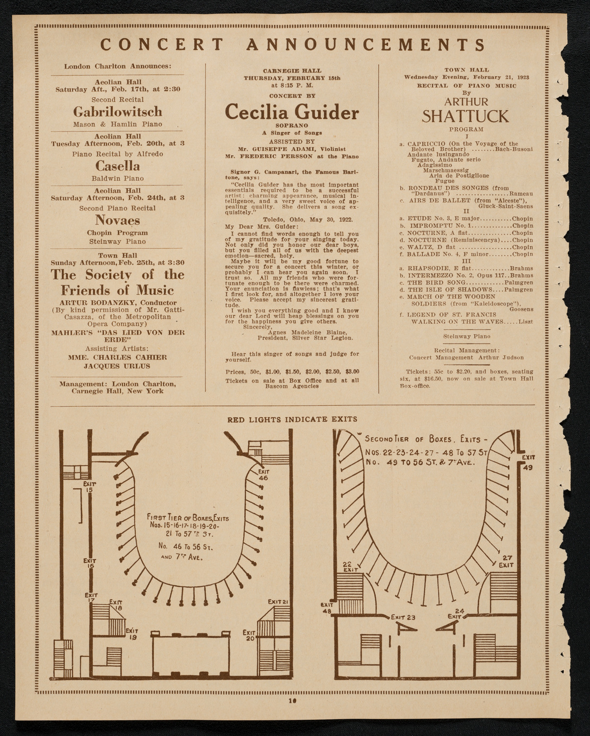 Johanna Gadski, Soprano, with City Symphony Orchestra, February 10, 1923, program page 10