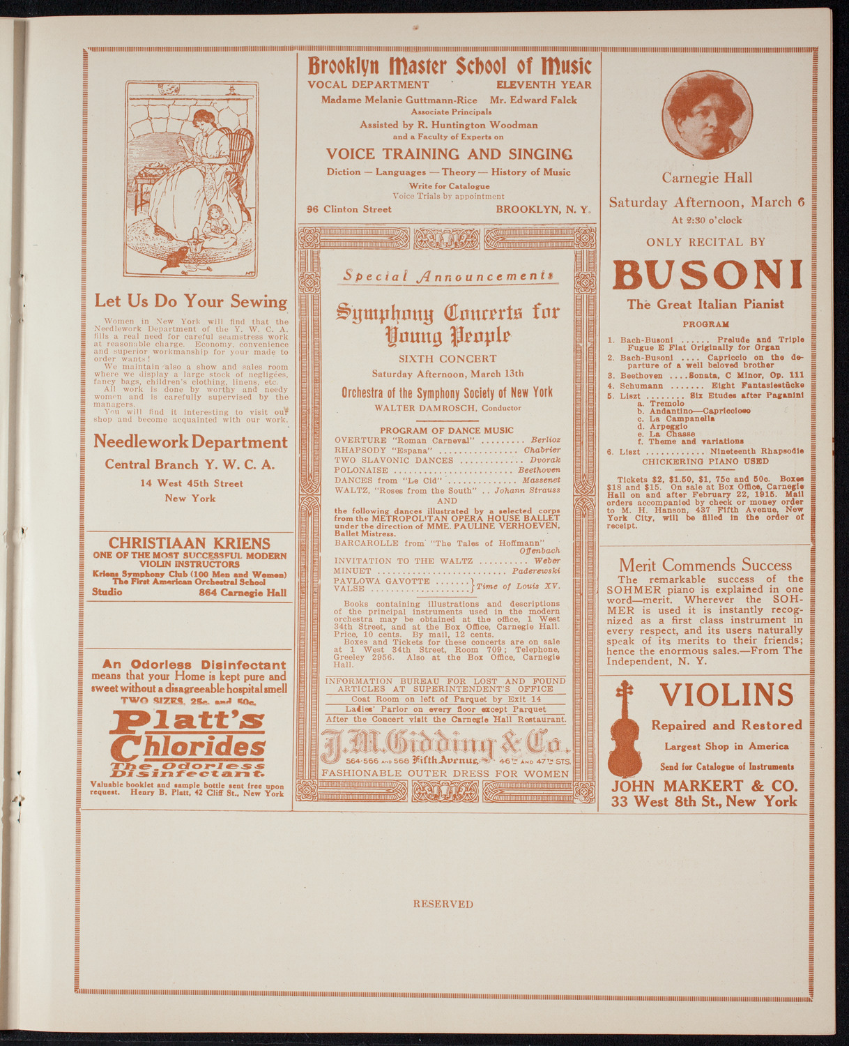 New York Philharmonic, March 4, 1915, program page 9