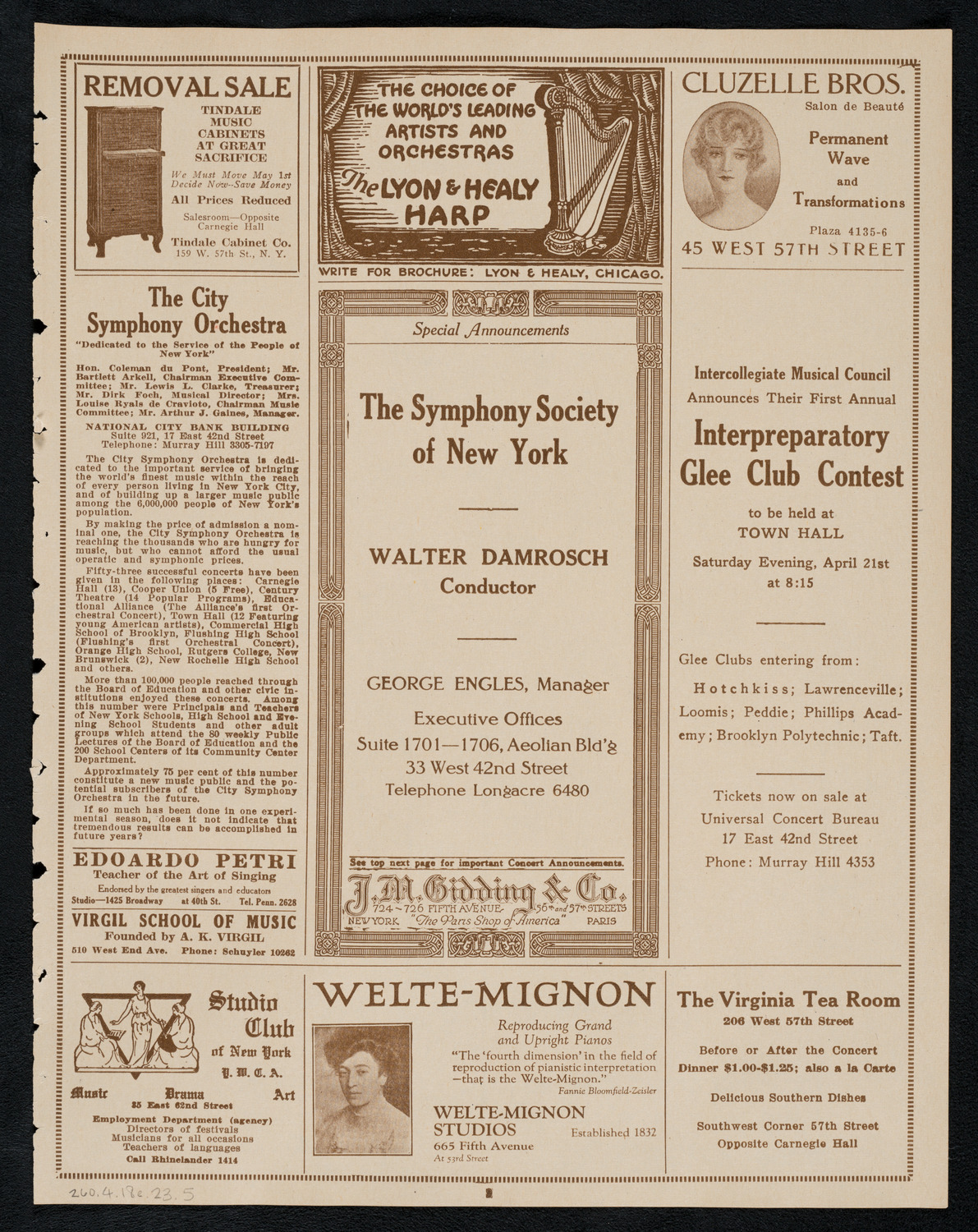 The Full Membership of The Philharmonic Orchestra, April 18, 1923, program page 9