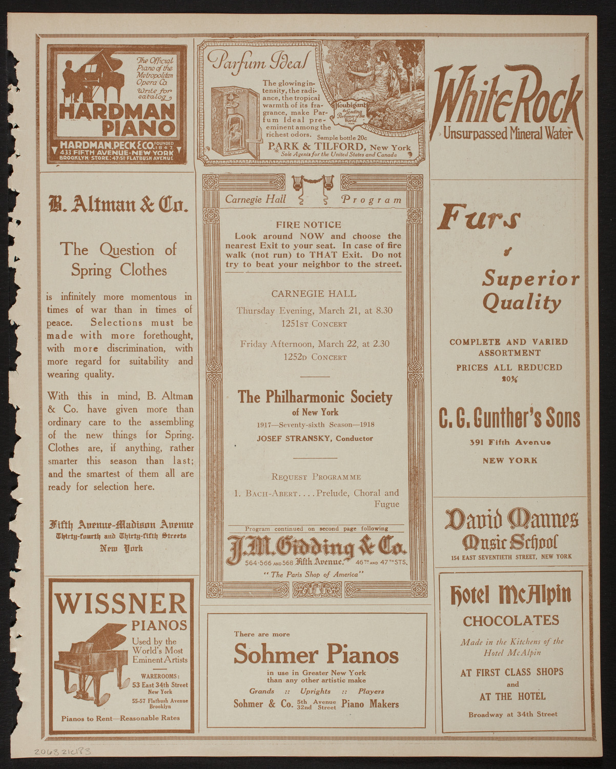 New York Philharmonic, March 21, 1918, program page 5